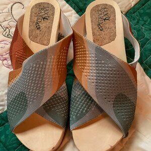 Jax & Bard Wood Heeled Sandals Mules Slip-On size 9 US